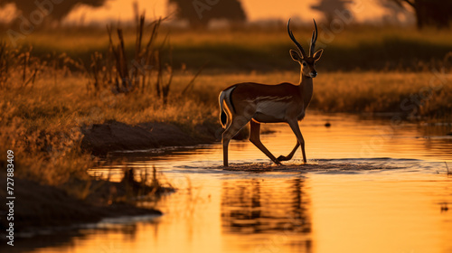  A black lecher leads the way crossing the water