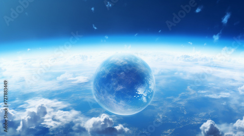 blue planet with space