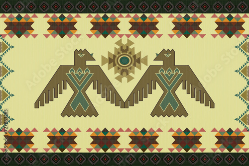 Navajo tribal vector seamless pattern. Native American ornament. Ethnic South Western decor style. Boho geometric ornament. Vector seamless pattern. Mexican blanket, rug. Woven carpet illustration