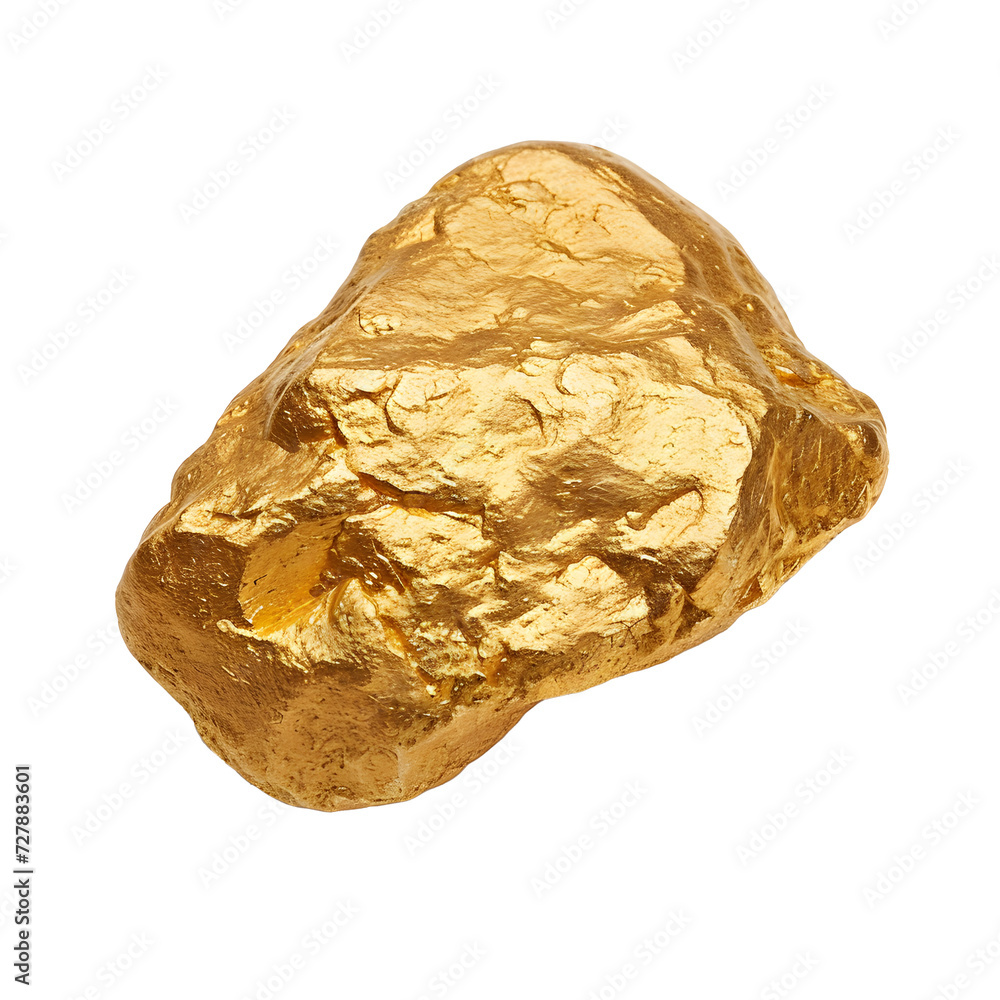 a gold nugget on a white background