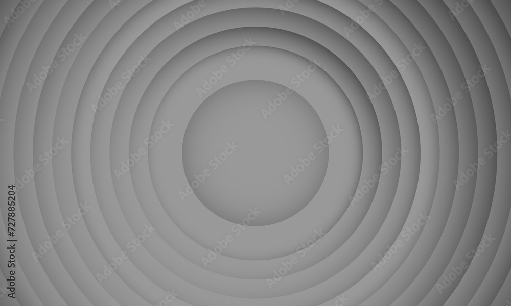 Abstract circle layers texture on gray background with shadow.
