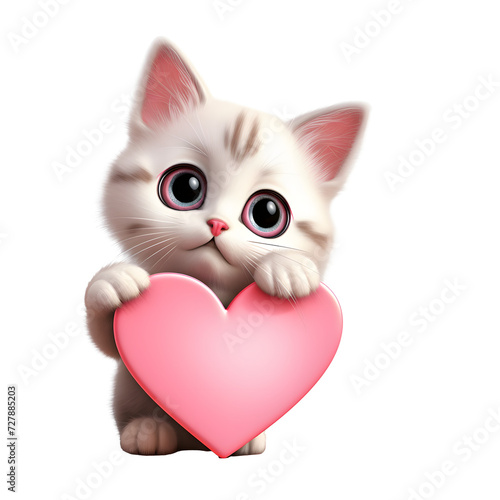 a cat holding a heart