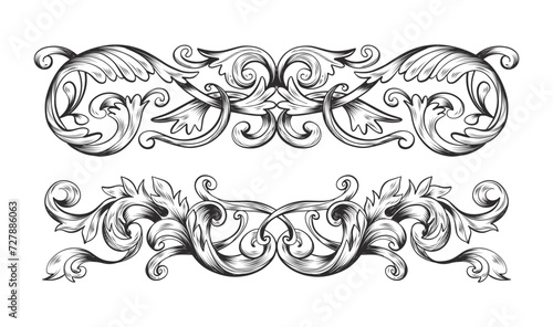 Hand drawn realistic ornamental border