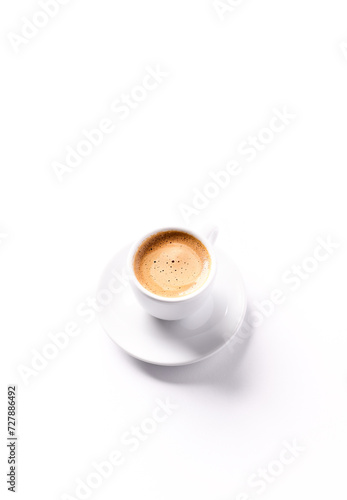 Cup of coffee isolated on white background. Close up 