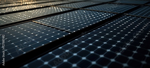 A close-up view capturing solar panels reflecting the sun's rays, illustrating renewable energy in action.