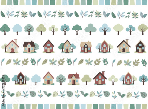 北欧風の飾り罫8種セット　スプリング＆サマー