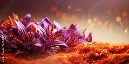 saffron blooms on the sand photo