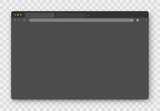 An empty gray browser window on a transparent background. Website layout with search bar, toolbar and buttons. Vector EPS 10.
