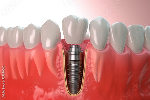 Close up of dental teeth implant.