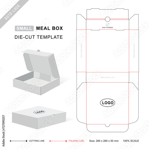 Ramadan Meal box die cut template with 3D mockup for food packaging