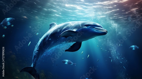 Dolphin in the sea. Neural network AI generated art © mehaniq41