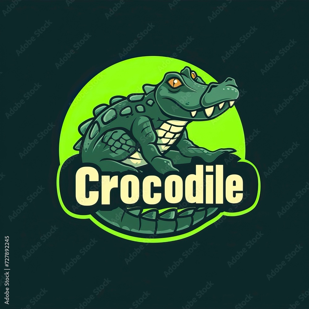 flat vector logo of animal Crocodile Vector image, White Background flat vector logo of animal Crocodile Vector image, White Background