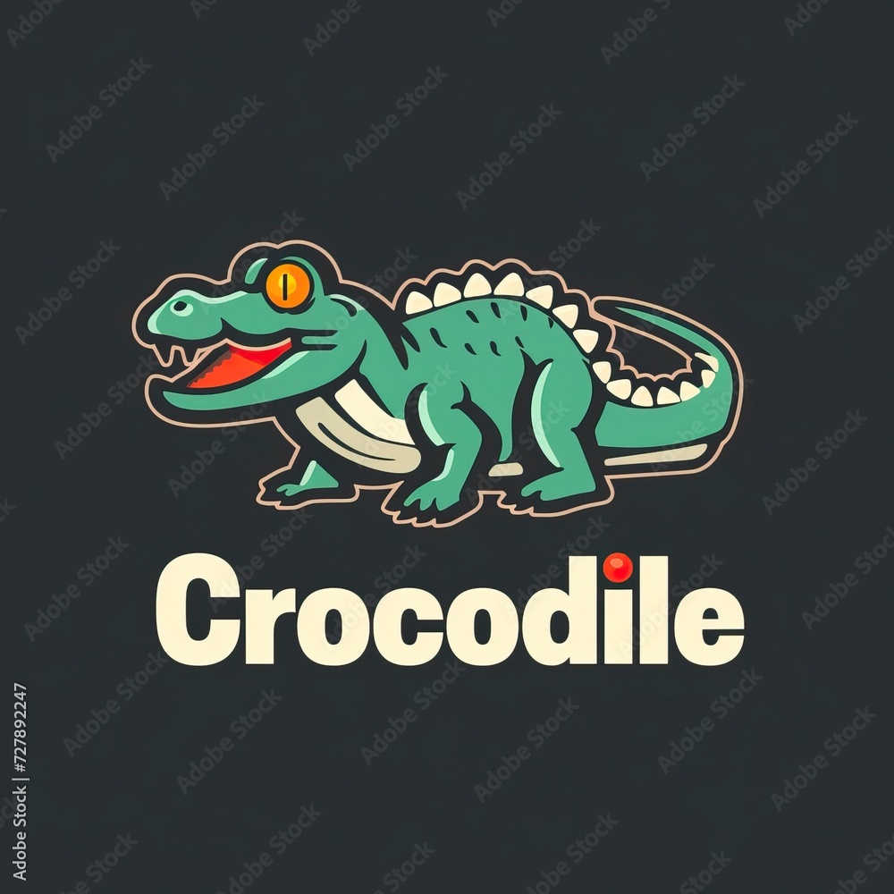 flat vector logo of animal Crocodile Vector image, White Background flat vector logo of animal Crocodile Vector image, White Background