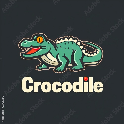 flat vector logo of animal Crocodile Vector image  White Background