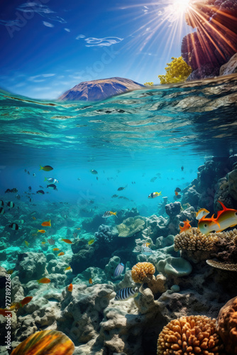 Underwater paradise with coral reefs and marine life set for tourism and marine biology