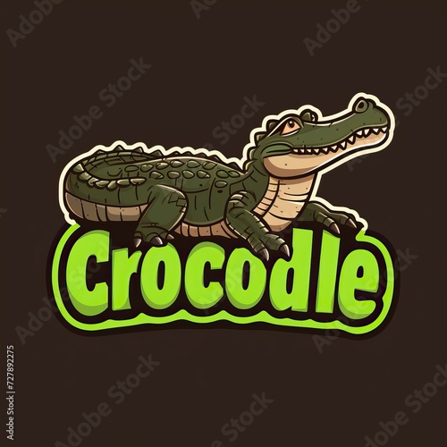 flat vector logo of animal Crocodile Vector image  White Background