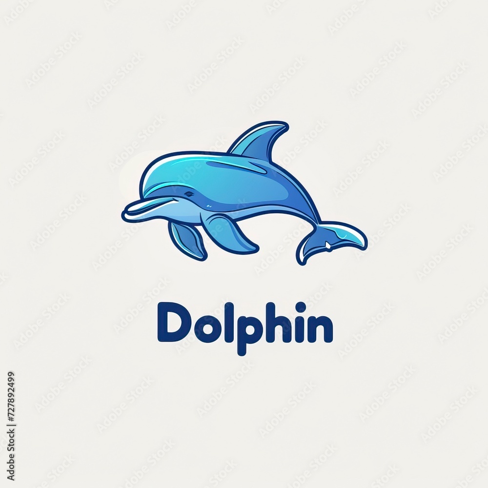 flat vector logo of animal Dolphin Vector image, White Background flat vector logo of animal Dolphin Vector image, White Background