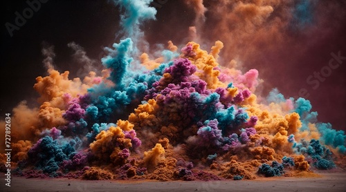 Abstract fantasy pigment colors explosion powder background. Generative AI