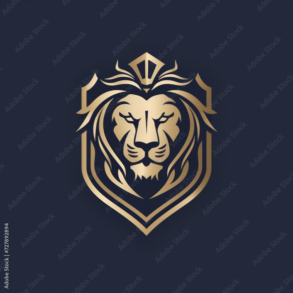 flat vector logo of animal lion regal lion logo for a trustworthy real estate company using bold lines