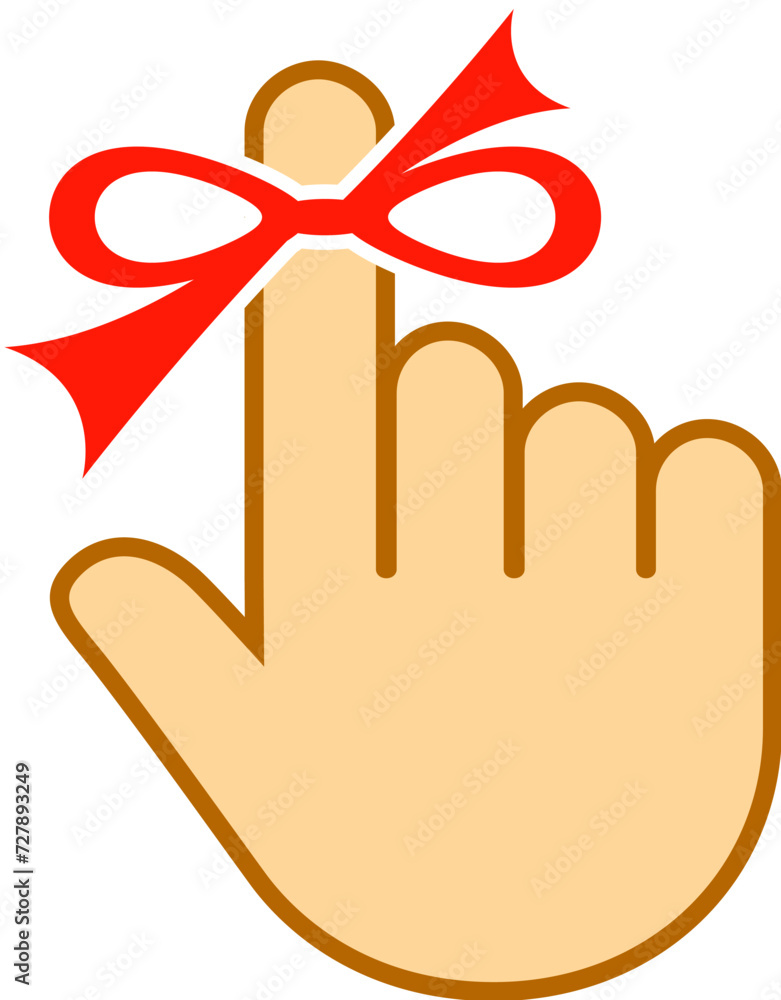 Red string around finger, reminder icon