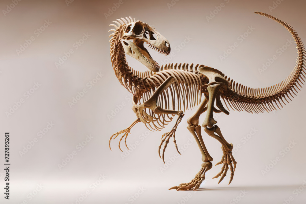 Dinosaur skeleton. Space for text.