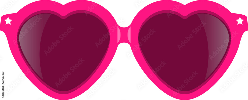 Heart shaped fancy party glasses, vector cartoon