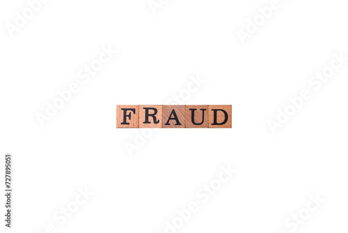 The inscription Fraud inspection made of wooden cubes on a plain background © chernikovatv