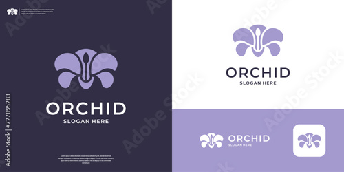 Simple orchid flower logo design inspiration