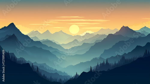 Majestic mountains, panoramic peaks PPT background