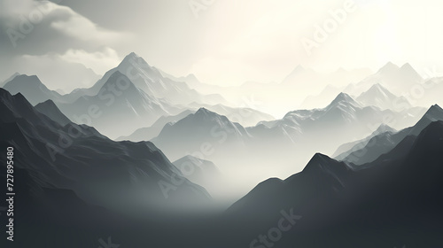 Majestic mountains, panoramic peaks PPT background photo