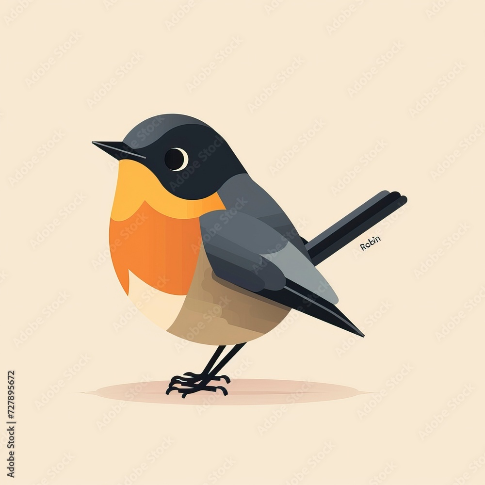 Fototapeta premium flat vector logo of animal Robin Vector image, White Background