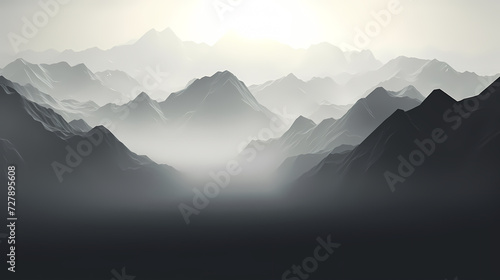 Majestic mountains, panoramic peaks PPT background © feeng
