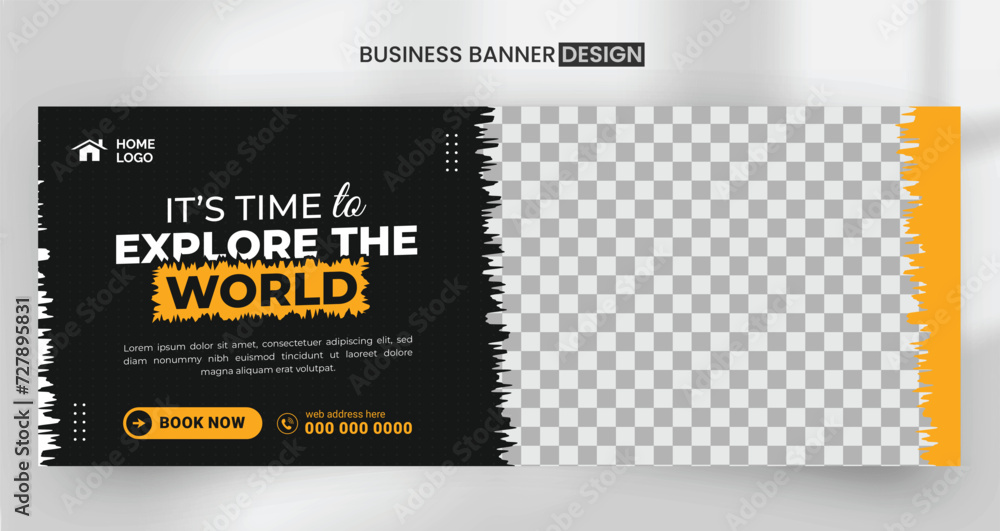 Abstract Travel Facebook banner design for ads, banner social media and web banner template design, Travel agency corporate fb cover design, file with layered Abstract Travel Facebook banner design for ads, banner social media and web banner template design, Travel agency corporate fb cover design, file with layered