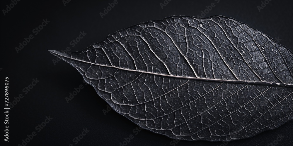 Abstract monochrome leaf vein pattern on black background, organic growth generated by AI Pro Photo Abstract monochrome leaf vein pattern on black background, organic growth generated by AI Pro Photo