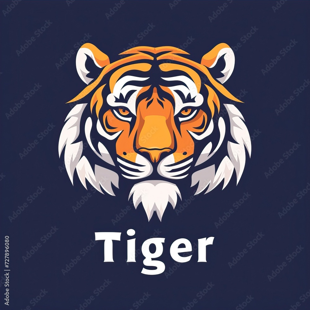 flat vector logo of animal Tiger Vector image, White Background flat vector logo of animal Tiger Vector image, White Background