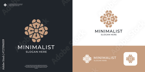 Geometric flower floral logo design template