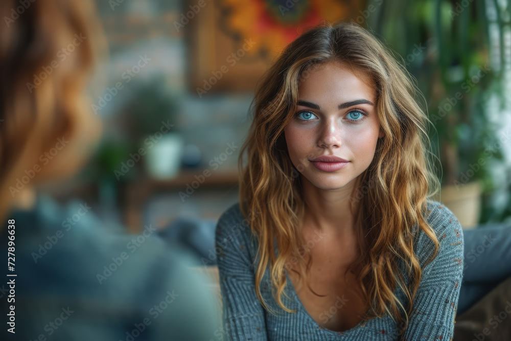 A compassionate therapist offering support to a client, emphasizing the significance of mental health and well-being. Concept of emotional wellness. Generative Ai. A compassionate therapist offering support to a client, emphasizing the significance of mental health and well-being. Concept of emotional wellness. Generative Ai.