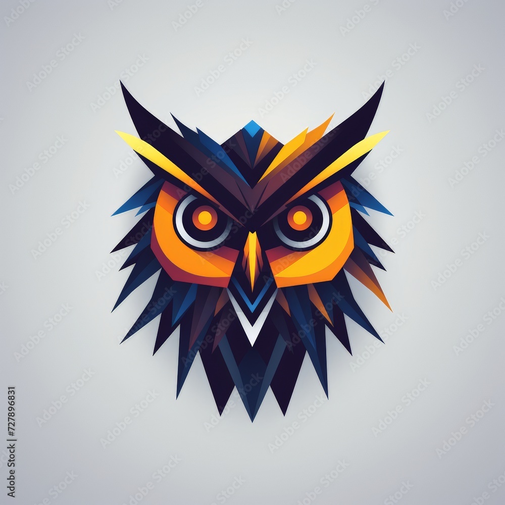 flat vector logo of animal bird owl modern flat owl logo symbolizing wisdom and innovation with geometric elements