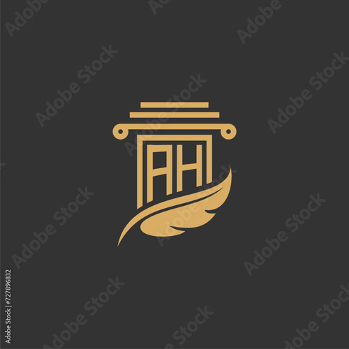 AH Initials Law Firm Logo Design Lawyer Justice Attorney Law Logo Vector