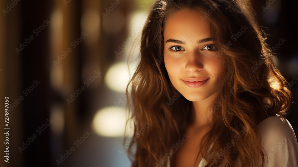 Creative portrait a young smiling woman Creative portrait a young smiling woman