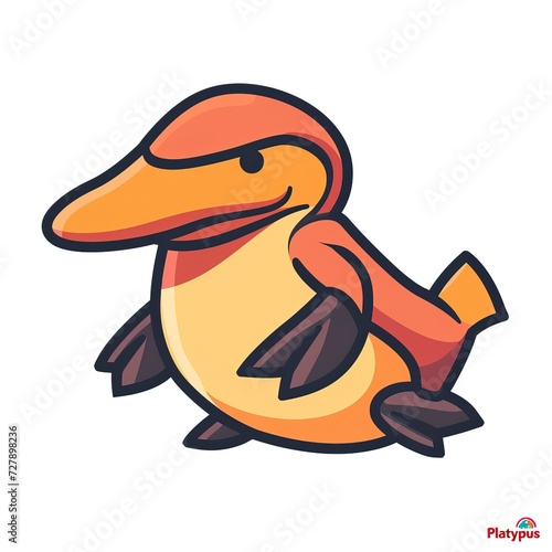 flat vector logo of animal Platypus Vector image, White Background photo