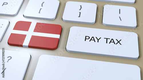 Denmark Country Pay Tax 3D Illustration. National Flag