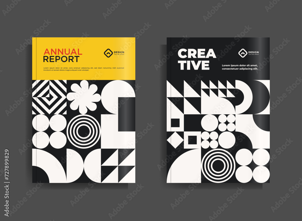 Obraz premium Retro geometric pattern background, vector abstract circle, triangle and square lines art - EPS 10