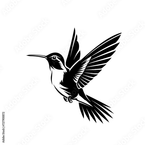 a black and white image of a hummingbird