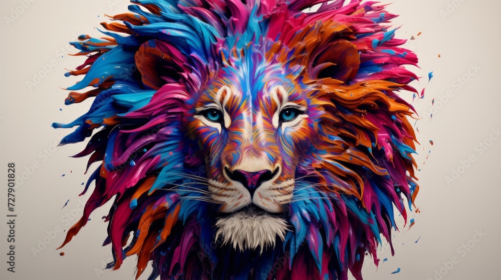 Rainbow lion head Abstract art. Neural network AI generated art Rainbow lion head Abstract art. Neural network AI generated art