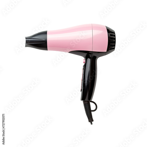 Hair dryer cutout,clipart, perfect toilet equipment, isolated on a transparent and white background.