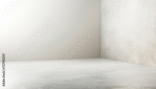 Fototapeta Naklejka Na Ścianę i Meble -  Abstract white concrete wall with gradient shadow and reflective floor. Clean design architecture. Generative AI