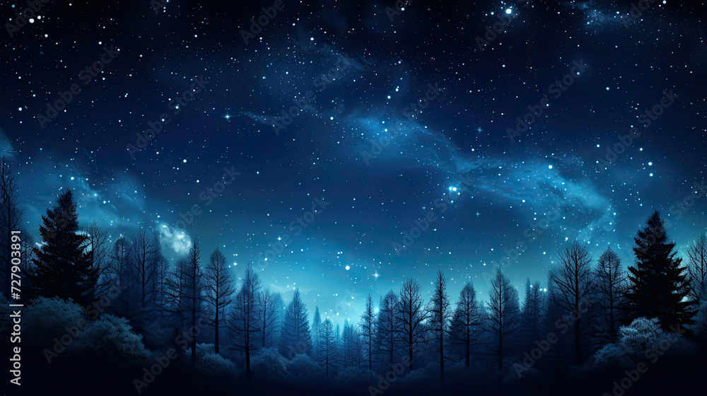 Fototapeta premium Starry night sky over a serene forest enchanted night-time beauty inspires peace and cosmic wonder