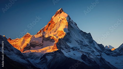 Majestic snow-capped mountain peak at sunrise serene and peaceful perfect for travel and tourism