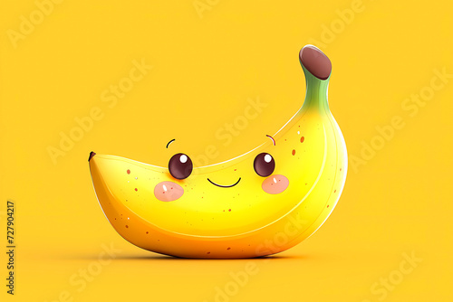 little cute banana kawaii cartoon character